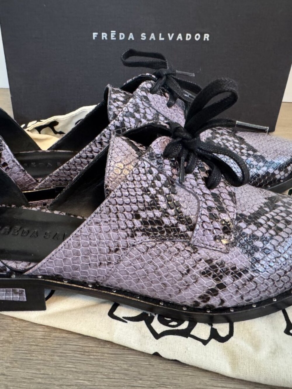 Freda Salvador WIT D'Orsay Osford in Lilac Snake Oxford Sz 8 NEW NWB - Picture 3 of 5
